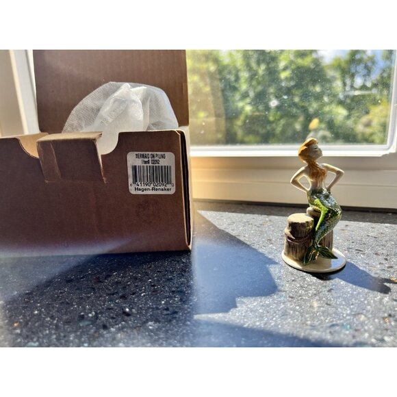 New Retired 1990 Hagen Renaker Mermaid on Piling Never Removed From Box Perfect - Picture 12 of 12